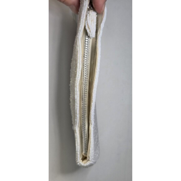 White Small Pearled Beaded Clutch Antique From 60s Very Heavy For Size 7.5 × 4 - Picture 4 of 5